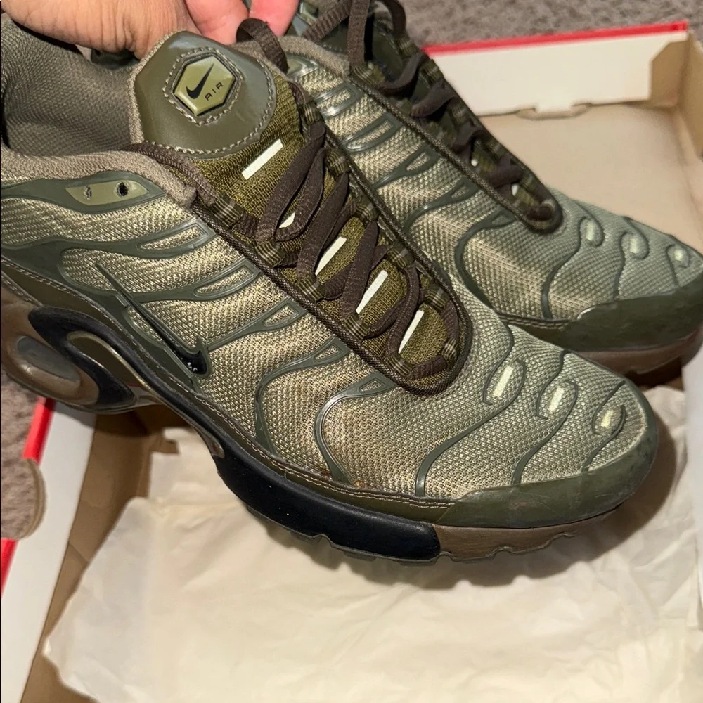 Nike Air Max Plus Olive Green cargo and Brown Nike Sneakers size 7 youth